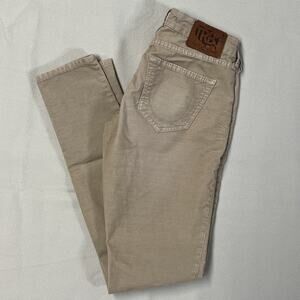 True Religion Shannon Micro Corduroy Skinny Mid Rise Pant Womens SZ 25 Beige